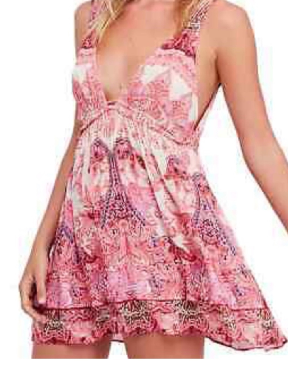 Free People Intimately Me To You Boho Paisley Printed Mini Dress Size Small